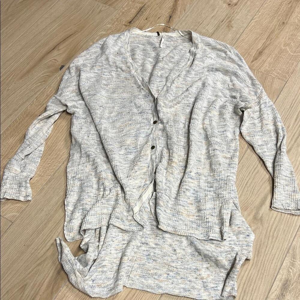 Free People Light Gray Cardigan Sweater